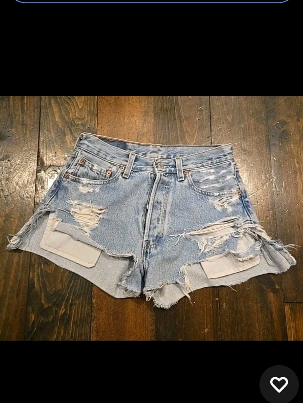 Levi's 501 Paper Tag Light Blue Distressed Denim Cutoff Shorts Micro Mini Sz 29